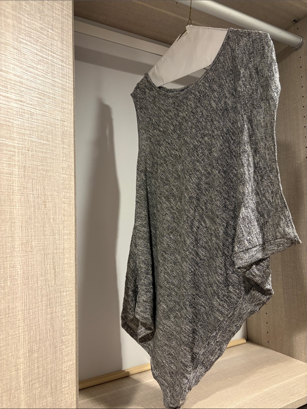 Metallic  Gray Asymmetrical Knit Top